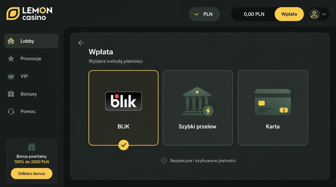 Ikony polskich metod płatności widoczne na ekranie wyboru w kasynie